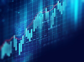 financial stock market graph on technology abstract background 

