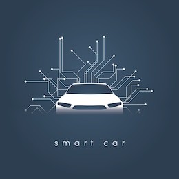 smart or intelligent car vector concept. futuristic automotive technology with autonomous driving, driverless cars. eps10 vector illustration.