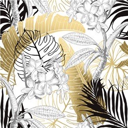 seamless tropical pattern. leaves palm tree illustration. modern graphics. 