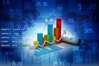 3d rendering stock market online business concept. business graph 