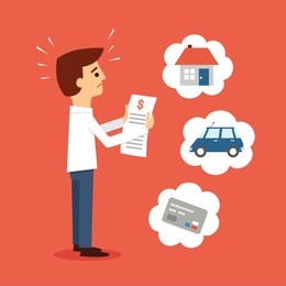 man worried about paying bills