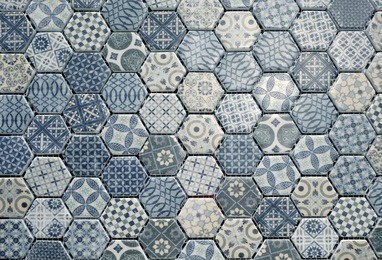 ceramic tiles texture and background, hexagonal patterns