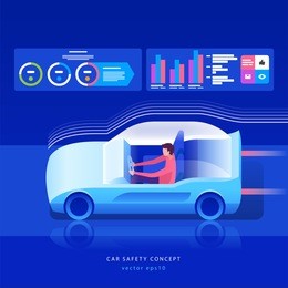 car of the future concept. connection with the city and infrastructure. 