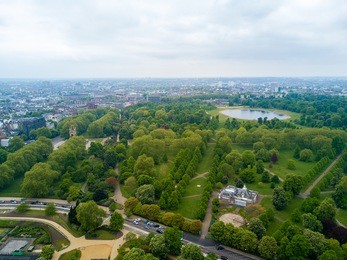 aerial hyde park view in london from above.