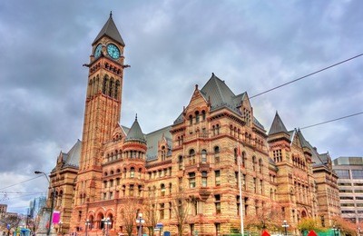 the old city hall, a romanesque civic building and court house in toronto - ontario, canada