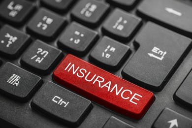 black keyboard with insurance button
