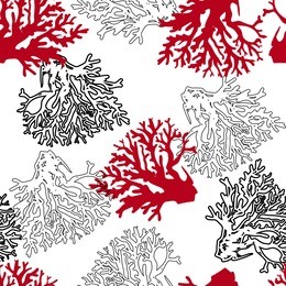 corals abstract black and white graphic pattern seamless 