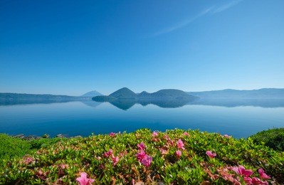 view landscape lake toya in toyako town,hokkaido,japan.