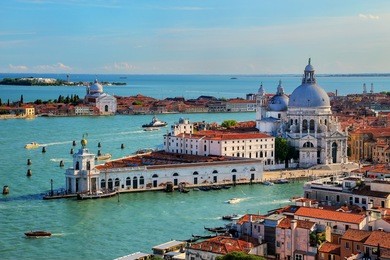 basilica di santa maria della salute on punta della dogana in venice, italy. this church was commisioned by venice's plague survivors as thanks for salvation.
