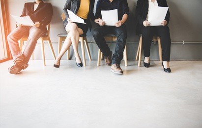 group of asian people waiting for job interview.  business concept.