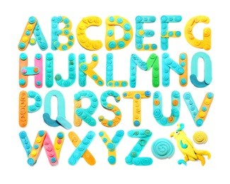 plasticine letter. color plasticine alphabet, isolated.