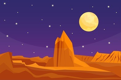 desert mountains sandstone wilderness landscape background dry under sun hot dune scenery travel vector illustration.