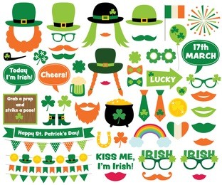 st. patrick's day vector design elements and photo booth props 