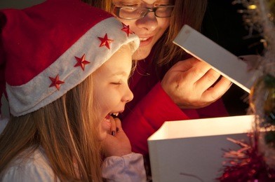 opening gifts on christmas and new year