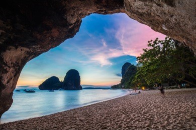 phra nang cave in twilight, thailand