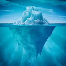 underwater view of iceberg with beautiful transparent sea on background. this is a 3d render illustration