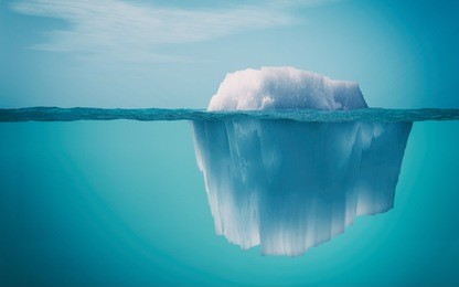 underwater view of iceberg with beautiful transparent sea on background. this is a 3d render illustration
