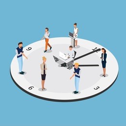 time management vector concept. isometric watch for time management business infographic. -stock vector