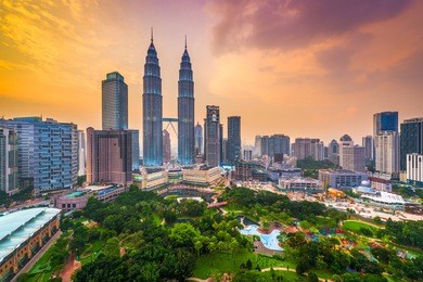 kuala lumpur, malaysia park and skyline.