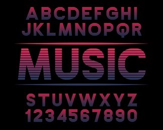 decorative font music design retro letters and numbers vector abc