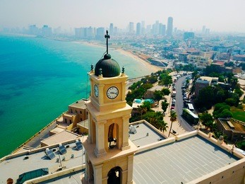 bell tower, jaffa, tel aviv, israel, aerial viewg