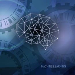 machine learning modern artificial intelligence engineering technology concept with human brain symbol and gears vector illustration.