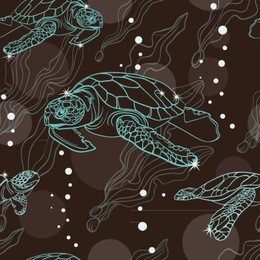 seamless pattern with turtles