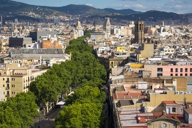 view of las ramblas in barcelona catalonia spain