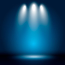 stage light and blue glitter lights on floor. abstract background for display your product. spotlight realistic ray
