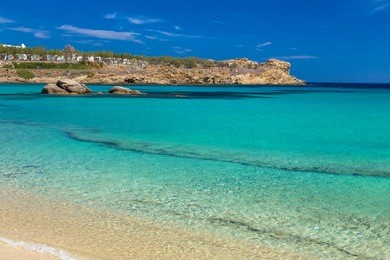 beautiful beaches in mykonos, greece.