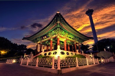 yongdusan park and busan tower the most popular tourist attractions in busan, south korea.