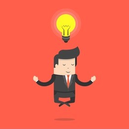 businessman get a great idea. business idea concept. flat cartoon style. vector illustration.