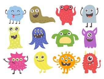 funny cartoon monster cute alien character creature happy
