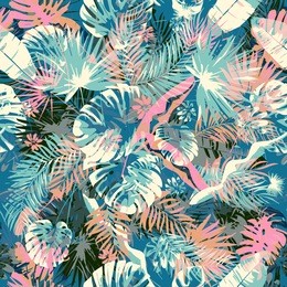 exotic summer endless backgrounds, abstract creative trendy colorful seamless pattern with tropic leaf seamless pattern. hand drawn artistic texture. pop-art.
