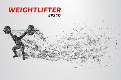 weightlifting of particles. athlete raises the bar in the snatch