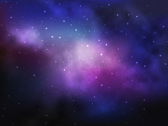 vector space background with colorful nebula and bright stars.