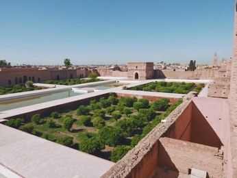 top view of el badi palace, marrakesh, morocco