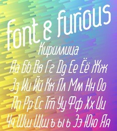 modern condensed monoline rounded italic typeface - font&furious on the colorful abstract background