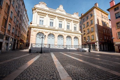 building used for the stock exchange in the old town of lyon in france