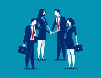 business team with their hand together. concept business vector illustration.