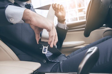  young business man test drive new car