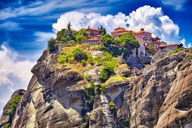 the holy monastery of grand meteoran in meteora mountains, thessaly, greece. unesco world heritage