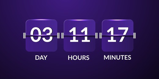 flip countdown timer violet design vector eps 10