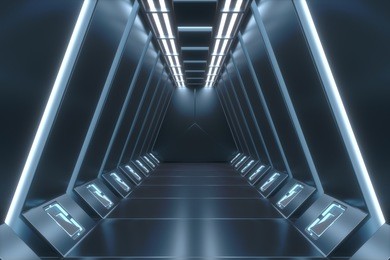 futuristic background  science fiction interior  architecture corridor,3d rendering