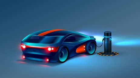 electric car charging station. electromobile.  abstract electric vehicle future concept. vector