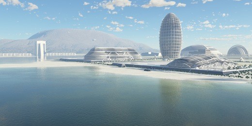 city in paradise, 3d illustration