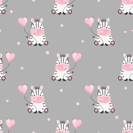 cute zebra with balloon seamless pattern. vector kids background. baby print.