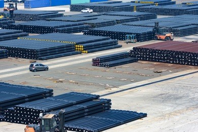steel products (pipes) in port - ready for shipment