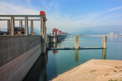 "three gorges dam" on the yangtze river-the largest in the world. yichang city, hubei province, china