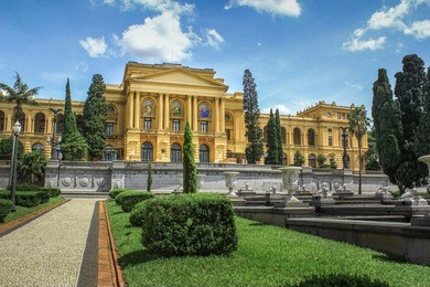 view of viaduct at the entrance of santos sao paulo brazil